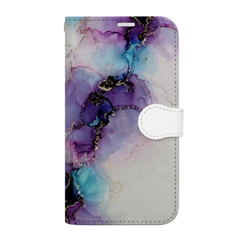 Ink-Art 大理石風　紫 Book-Style Smartphone Case