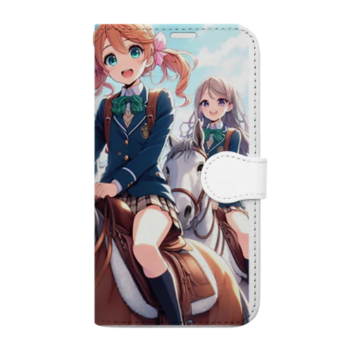 馬で通学する仲間たち Book-Style Smartphone Case