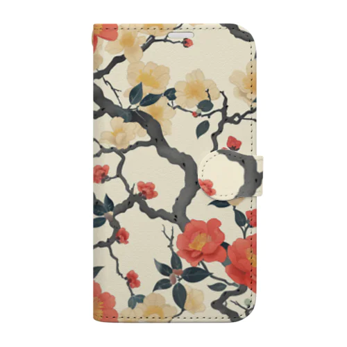 Elegant Blooming Branches Pattern 手帳型スマホケース