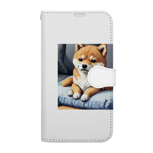 クッションの上でくつろぐ柴犬 Book-Style Smartphone Case