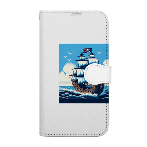 ピクセルアート　海賊船 Book-Style Smartphone Case