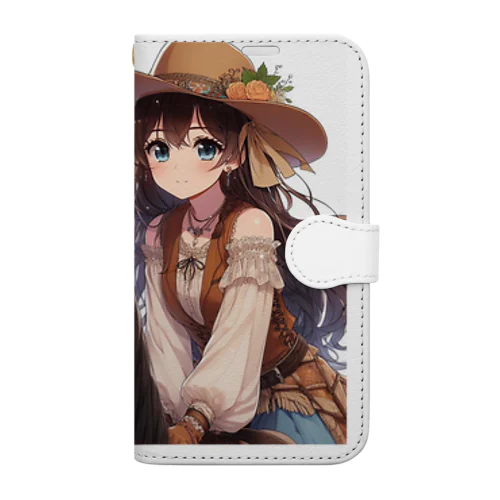 乗馬を楽しむお嬢様 Book-Style Smartphone Case