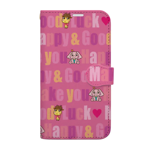 ハピぞうくんとラキりんちゃん Book-Style Smartphone Case