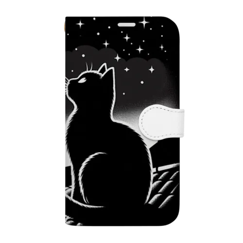 月夜の猫 手帳型スマホケース