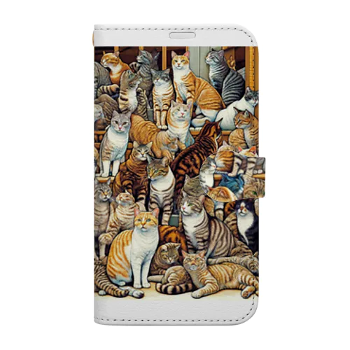 猫の大群 Book-Style Smartphone Case