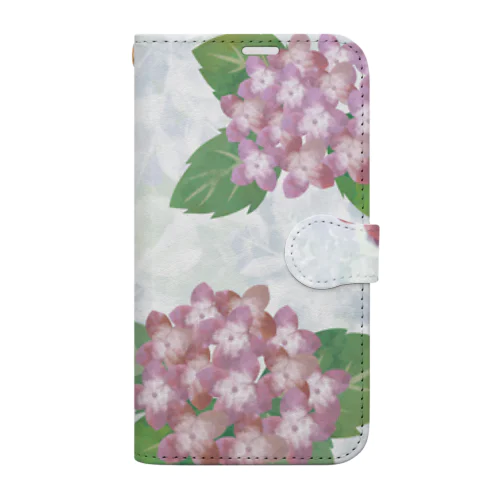 紫陽花_ピンク(手帳型スマホケース） Book-Style Smartphone Case