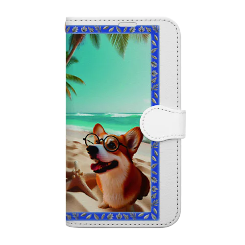 犬×サーフボード Book-Style Smartphone Case