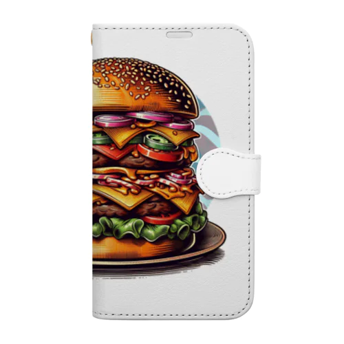 あなたを満足させるバーガーを!（濃色用） Book-Style Smartphone Case