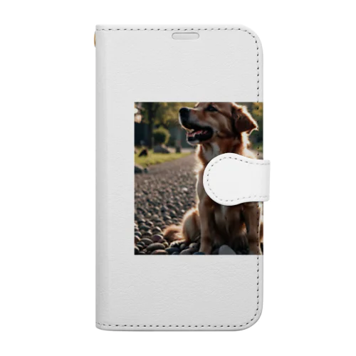 日の影に隠れる犬 dog sunshin opposite Book-Style Smartphone Case