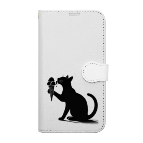 アイスを舐める猫 Book-Style Smartphone Case