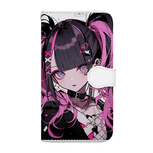 ピンク髪女の子 Book-Style Smartphone Case