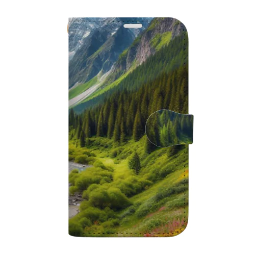 山間の風景 Book-Style Smartphone Case
