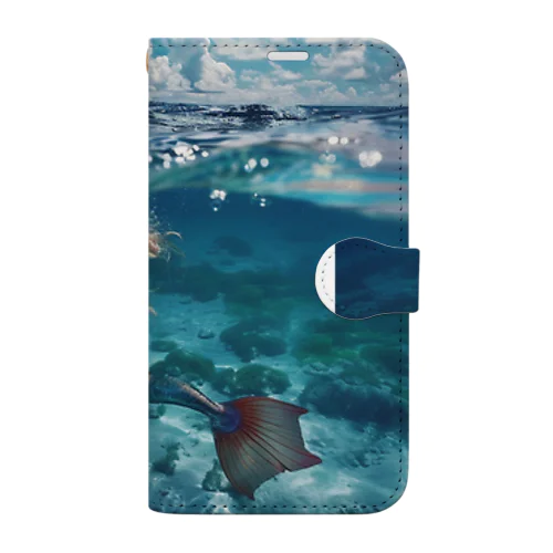 モルジブの大海原で人魚が泳いでいますsanae2074 Book-Style Smartphone Case