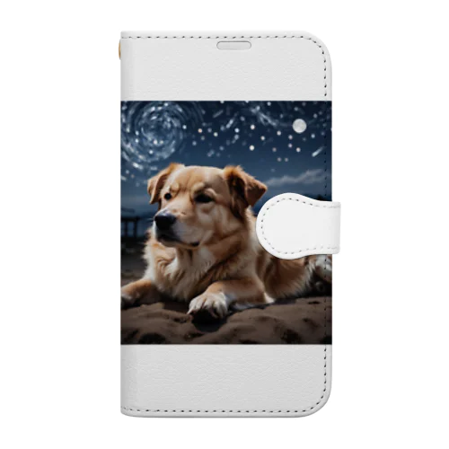 夜の静寂に包まれた写真には、一匹の夜行性の犬が佇んでいます。 Book-Style Smartphone Case