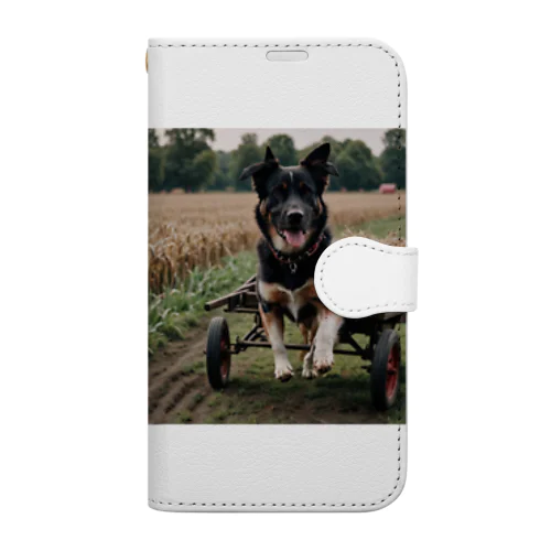 このキュートな写真では、リヤカーを引っ張る愛らしい犬が登場♪  Book-Style Smartphone Case