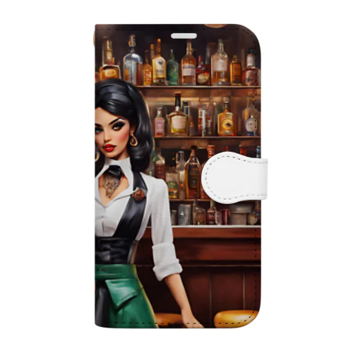 🍸シックなバーと謎の美女💄✨ Book-Style Smartphone Case