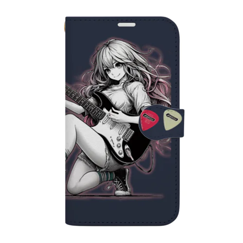 GUITAR GIRLS　6(スマホケース手帳型)navy２ Book-Style Smartphone Case