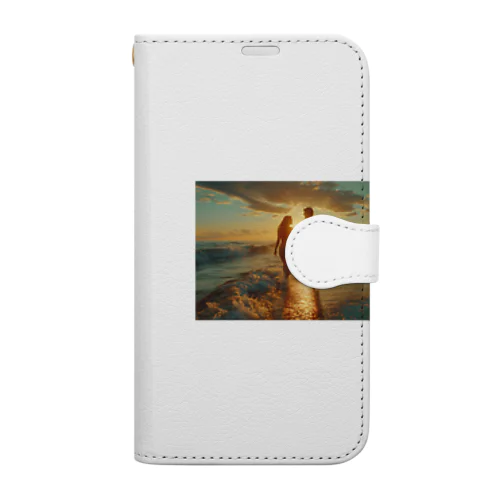 夕日カップル Book-Style Smartphone Case