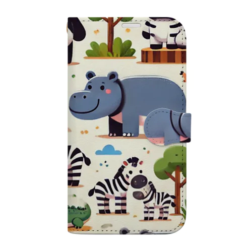 動物園の賑やかな1日、可愛い動物たちとのワクワクの出会いが待っています！ Book-Style Smartphone Case