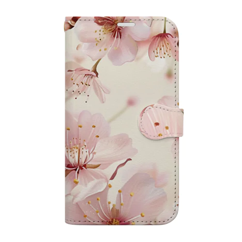 淡いピンクの桜の花4 Book-Style Smartphone Case