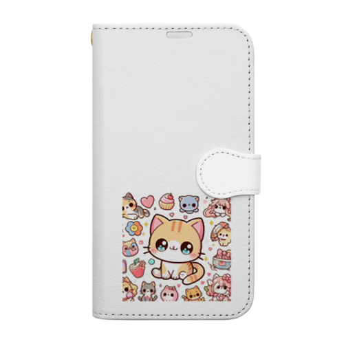 にゃんこたちのスイートワールド Book-Style Smartphone Case