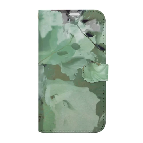 花　グリーン Book-Style Smartphone Case