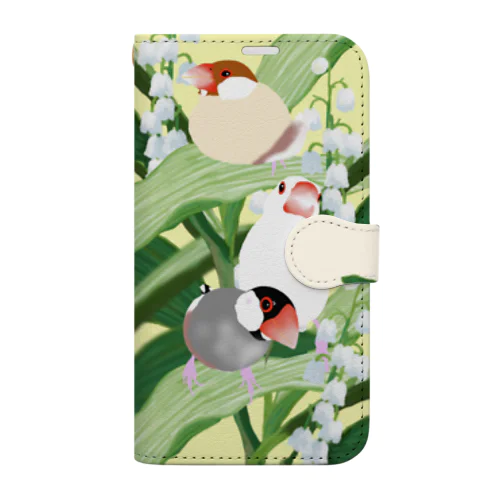 スズランと文鳥さん Book-Style Smartphone Case