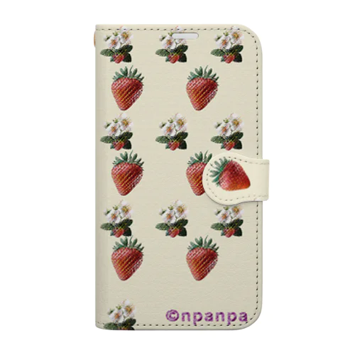 んぱんぱ特性　可愛い苺のスマホケース Book-Style Smartphone Case