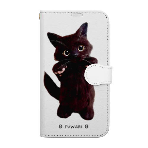 パピ猫立っち/黒猫 Book-Style Smartphone Case