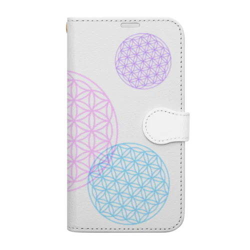 フラワーオブライフ【幸運、運気アップ】iPhoneケース かわいい人気パステルカラー Book-Style Smartphone Case