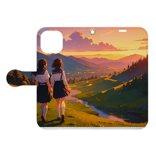 Twilight Countryside Journey  〜黄昏に包まれる故郷の旅〜　No.5「染まるぼくらの通学路」 Book-Style Smartphone Case