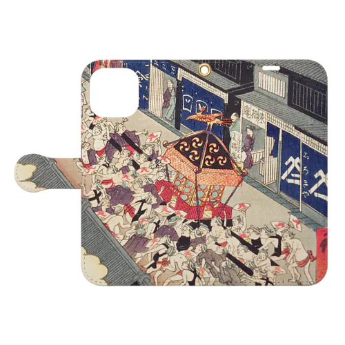 祇園祭　江戸名所道化尽　十七　壱丁目祇園会 / Comical Views of Famous Places in Edo 17th 1-chome Gionkai Book-Style Smartphone Case