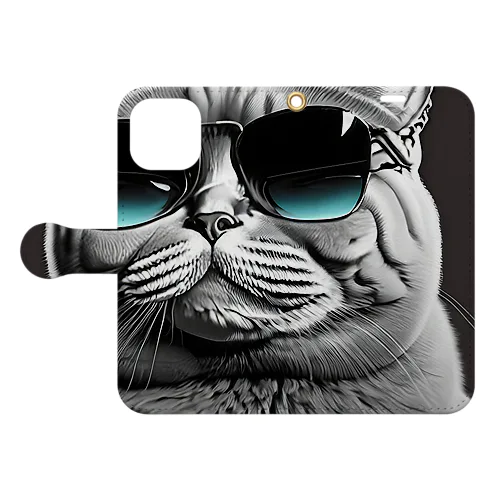 サングラスの猫シリーズ Book-Style Smartphone Case