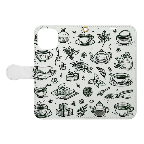 お茶柄 Book-Style Smartphone Case