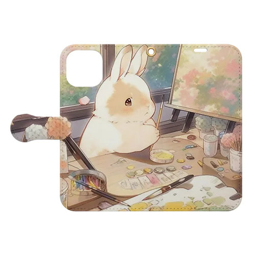 うさぎが画家に変身｡.:*･ﾟ Book-Style Smartphone Case