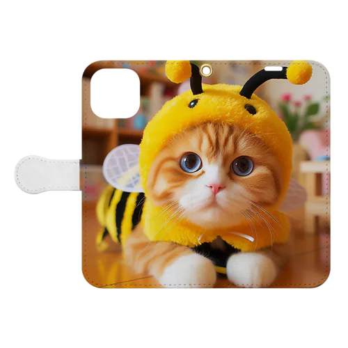 ミツバチ🐝のコスプレをした🐱にゃんこ🐾 Book-Style Smartphone Case