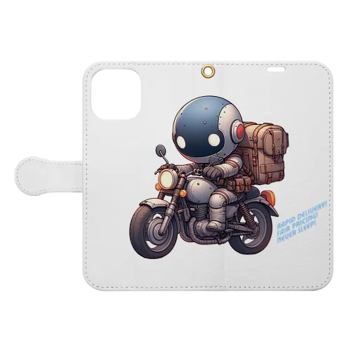 ロボットバイク便(濃色用) Book-Style Smartphone Case