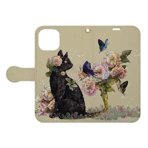 黒猫の夢花 Book-Style Smartphone Case