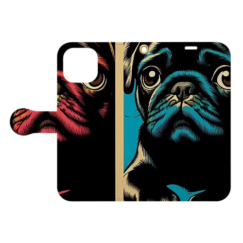 Two Pugs series 手帳型スマホケース