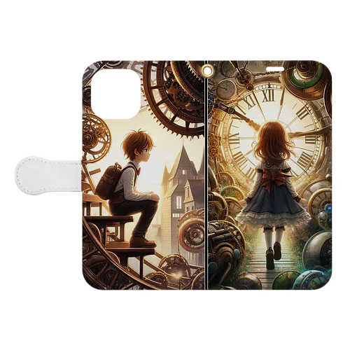 時計仕掛けの世界の少年少女 Book-Style Smartphone Case