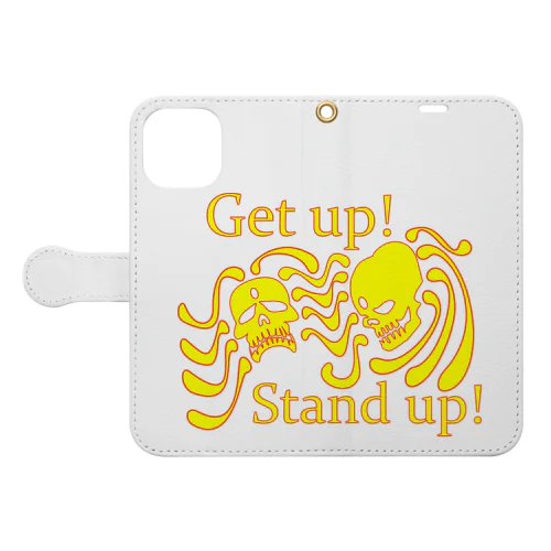 Get up! Stand up!（黄色） 手帳型スマホケース