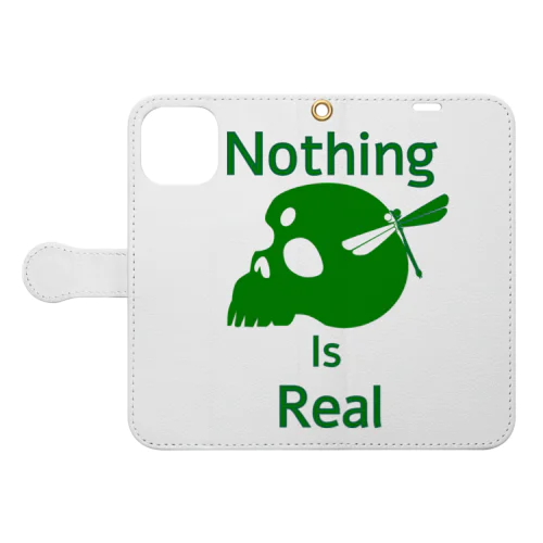 Nothing Is Real.（緑） 手帳型スマホケース