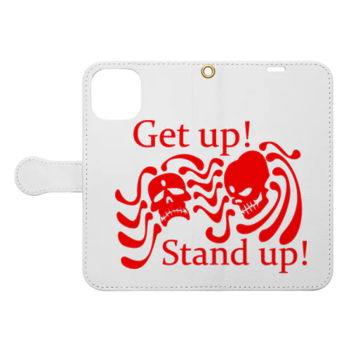 Get Up! Stand Up!(赤) 手帳型スマホケース