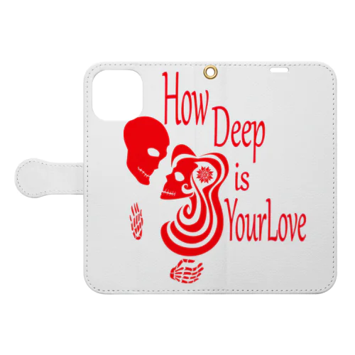 How Deep Is Your Love（赤） 手帳型スマホケース