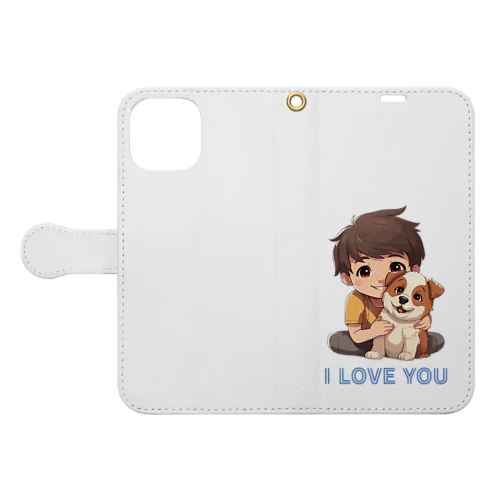 I LOVE YOU(Dog&Boy) (39) Book-Style Smartphone Case