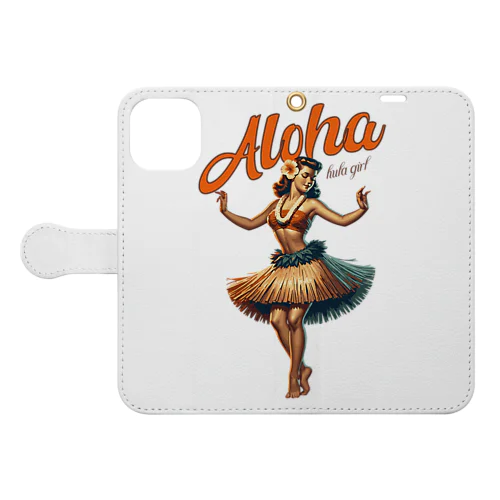 ビンテージアロハフラガール Vintage Aloha Hula Gril in Hawaii Book-Style Smartphone Case