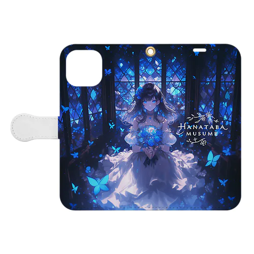 The Girl of Blue Flowers Shining in the Still Night Book-Style Smartphone Case