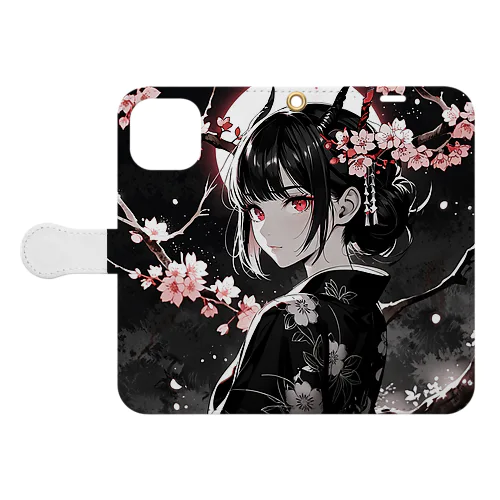 美鬼人と舞桜と月夜 Book-Style Smartphone Case