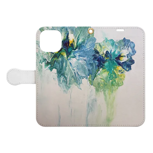 アクアブルーなFluidFlowers 1 Book-Style Smartphone Case