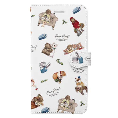 Hara Pecotな童話 （ホワイト）　Iphone6s/6/6 Plus/8/7/SE/8 Plus/7Plus用配置 Book-Style Smartphone Case